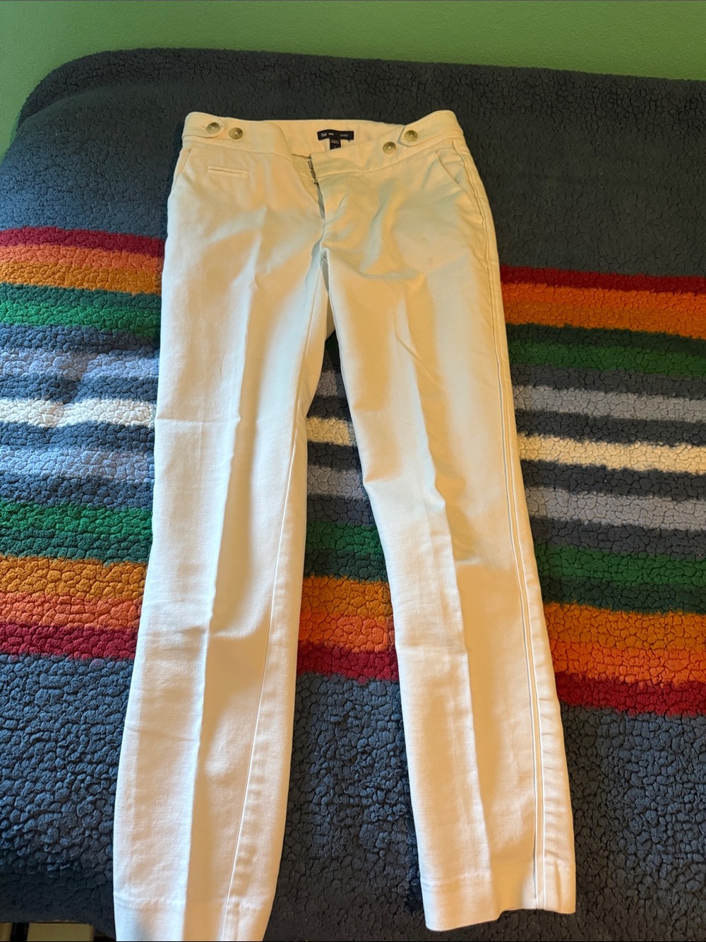 GAP White Straight-Leg Sailor Button Pants